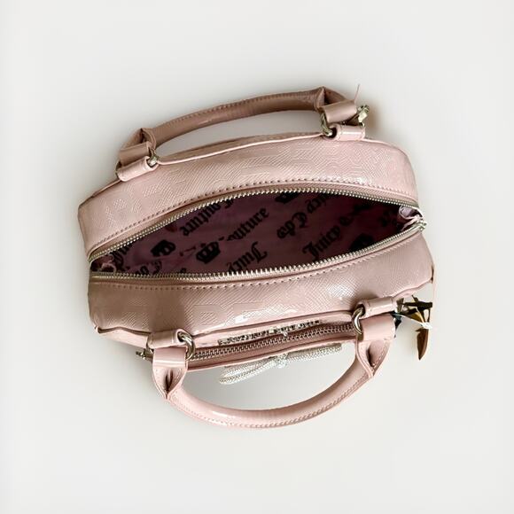 JUICY COUTURE PINK Convertible SATCHEL BOWLER XBODY Rhinestone Silver BOWS Y2K - Picture 14 of 16